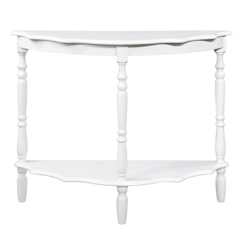 Retro Half-Moon Console Table with Open Shelf