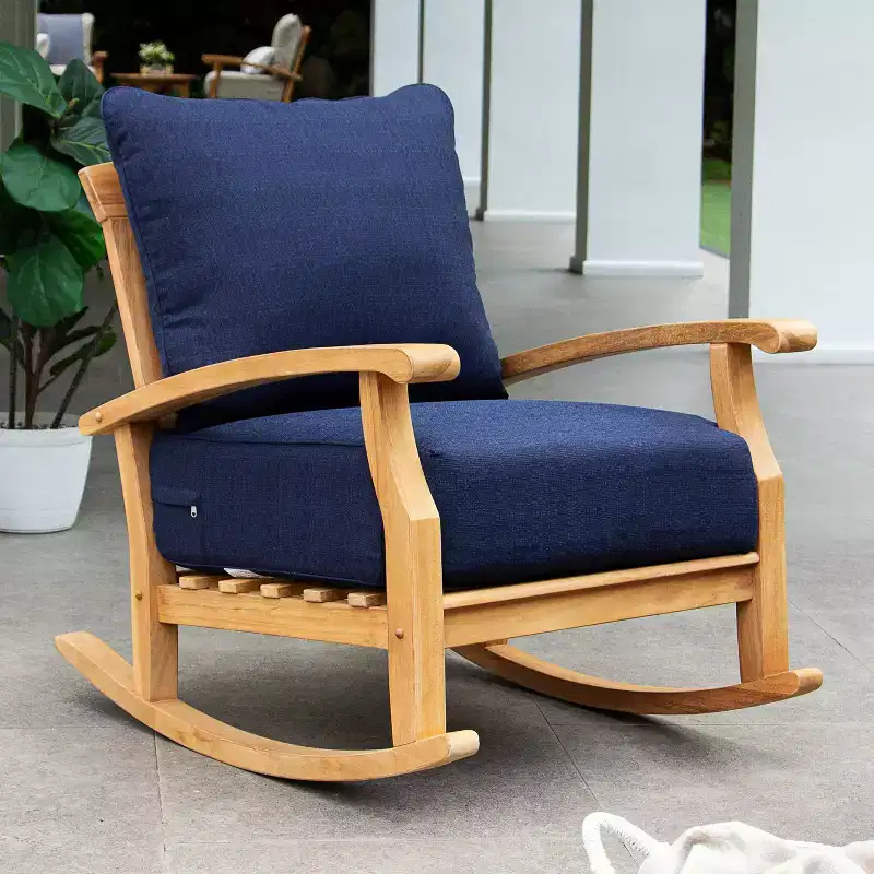Sonoma Lane Amherst Teak Patio Rocking Chair with Zippered Cushion and Frame