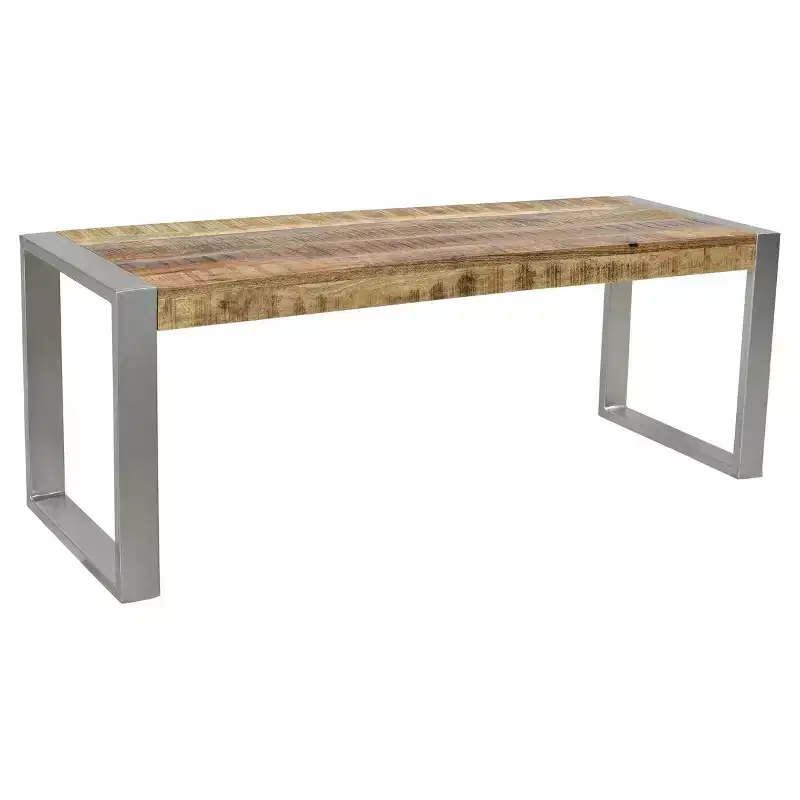 Reclaimed wood and Silver Metal - Bench -