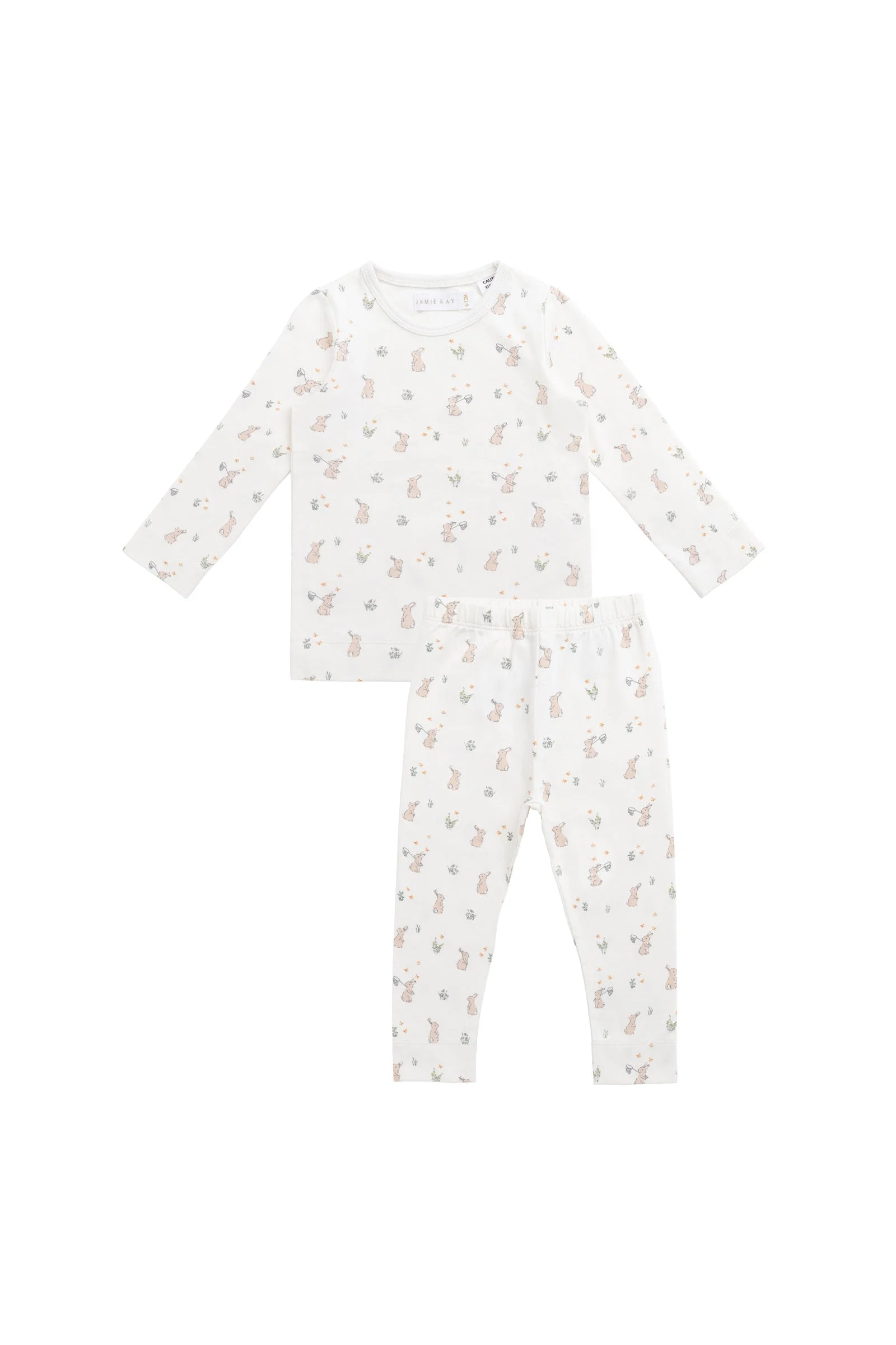 Soft Bunny Garden-Print Organic Cotton Long Sleeve Pyjama Set for Baby & Kids Sleepwear