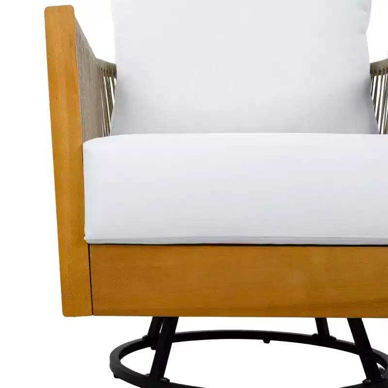 Christopher Knight Home Lucian Modern Patio Acacia Wood Handwoven Rope 360 Swivel Chair