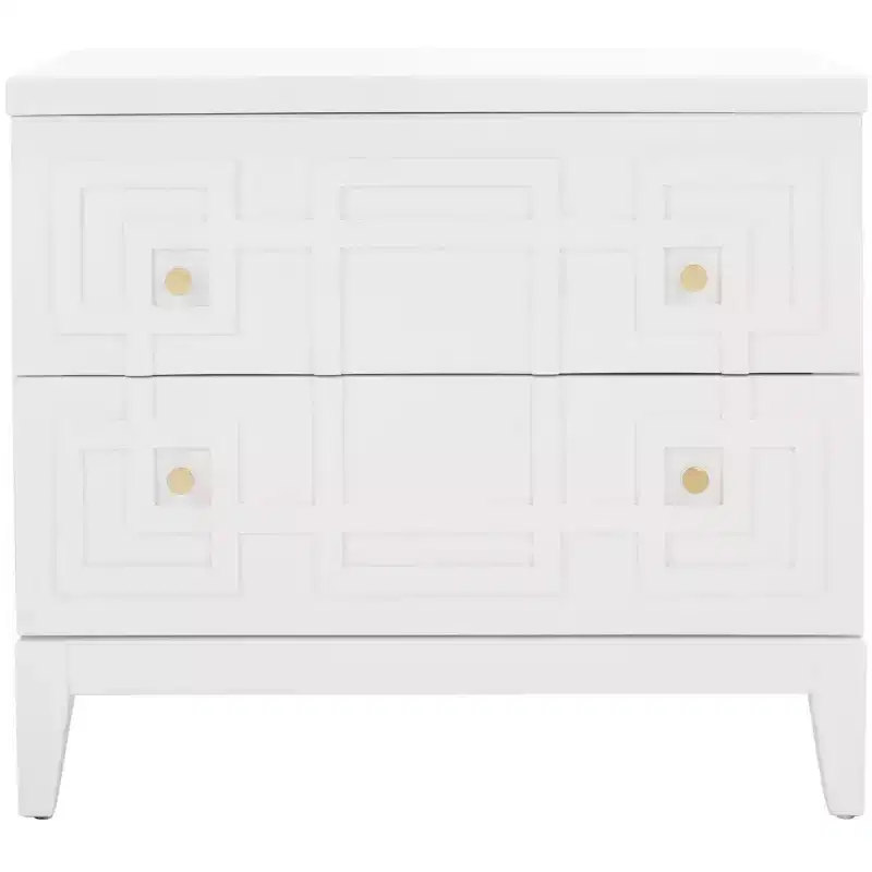 Luiza 2 Drawer Nightstand - NST6602 - White/Gold - Safavieh
