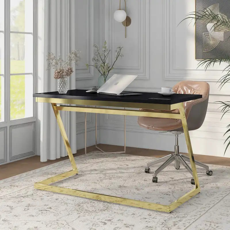 Rosalinda Glam 47-inch Steel Computer Desk with USB Ports by Furniture of America