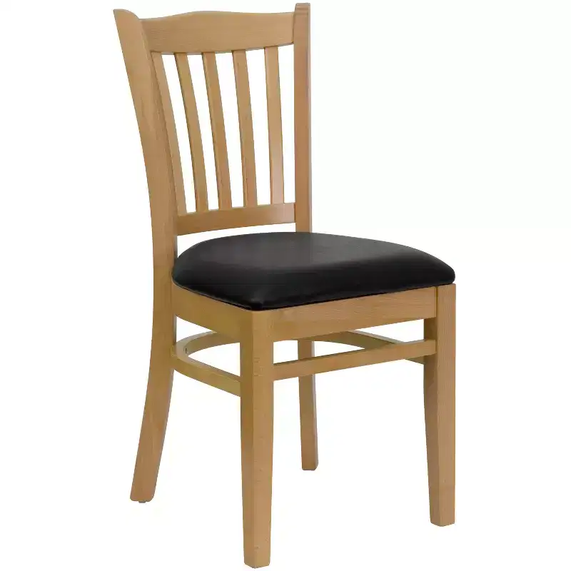 Vertical Slat Back Wooden Restaurant Chair