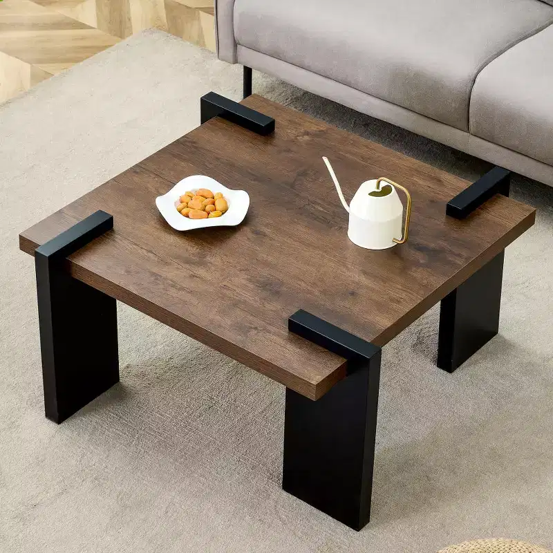 Chic Crate - Stylish Walnut-colored MDF Coffee Table for Modern Minimalist Living Rooms and Leisure Areas, 31.5*31.5*16.6inches