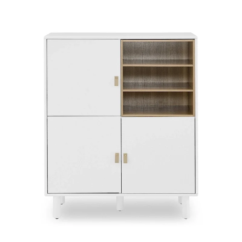 Modern Wood Sideboard Cabinet with Round Legs and Shelf