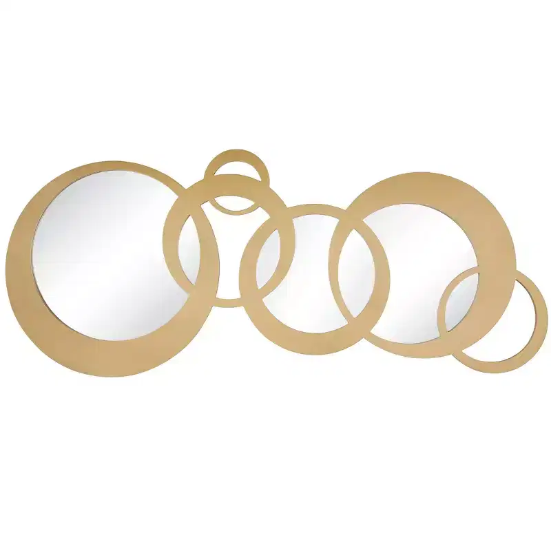 23"x56" Wooden Geometric Circles Wall Mirror Gold - Olivia & May: Contemporary Style, No Assembly Required