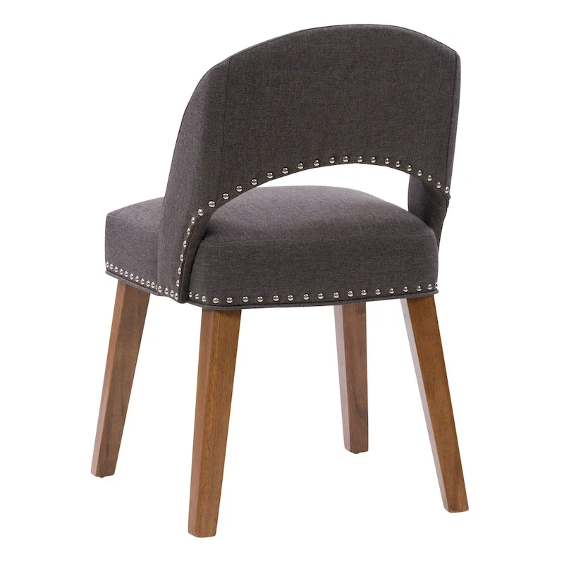 Mid-Century Modern Upholstered Dining Chair with Nail Head Trim, Set of 2