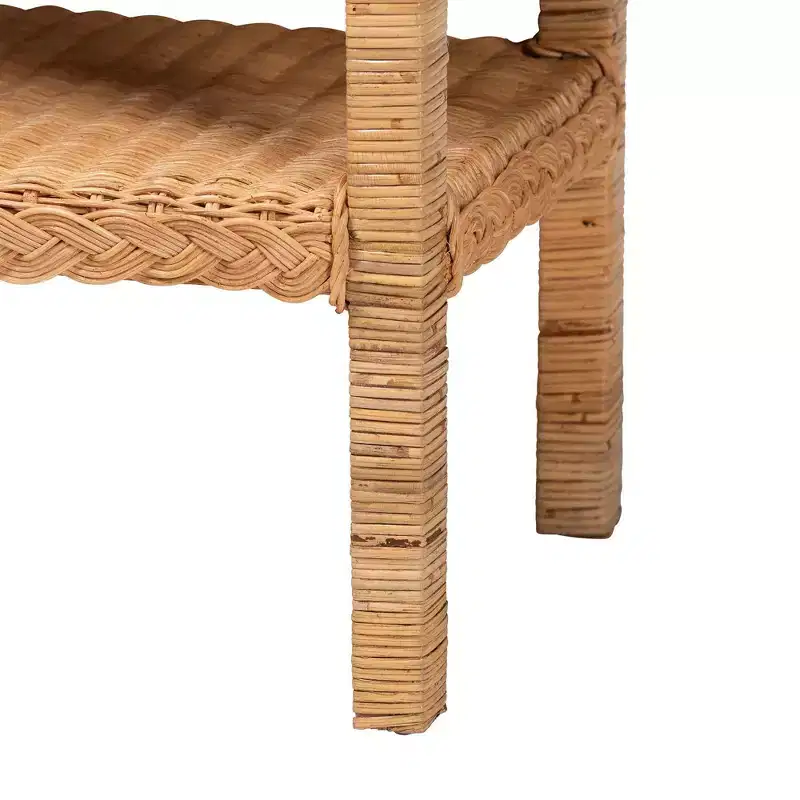 bali & pari Minahasa Braided Rattan Side Table Light Honey