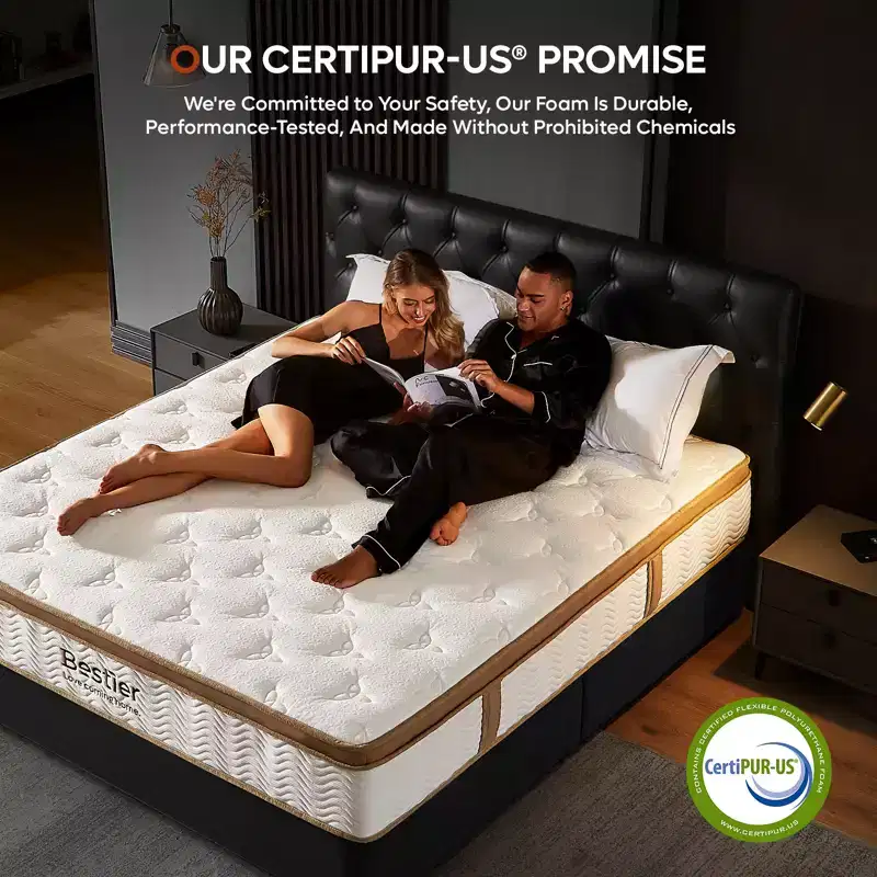 Bestier 10 Twin Mattress, Hybrid Spring Memory Foam Mattress in a Box, Cooling Medium Firm Bed Mattress, Pressure Relief