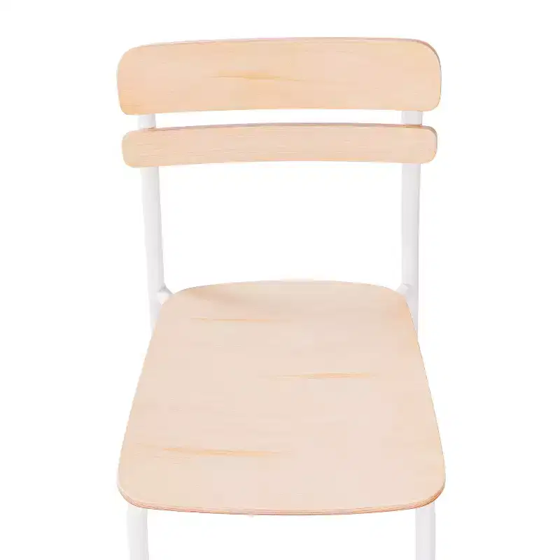 Emma and Oliver Set of 2 Dining Chairs with Metal Frames and Solid Wood Seats and Backs with Antique Finishes
