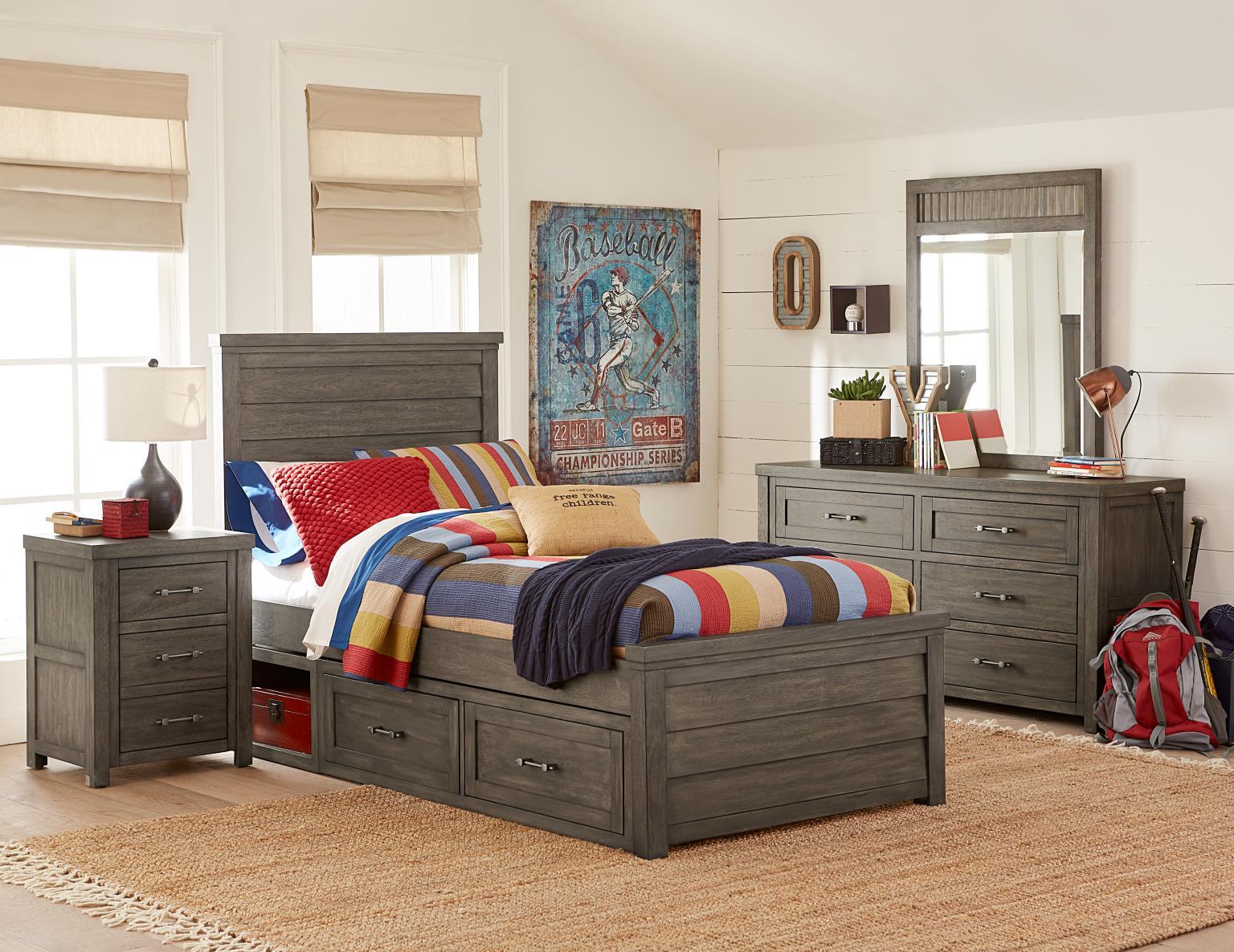 Single Dresser - Aged Barnwood — The beveled edge mirror is accentuated by the aged barn wood finish frame