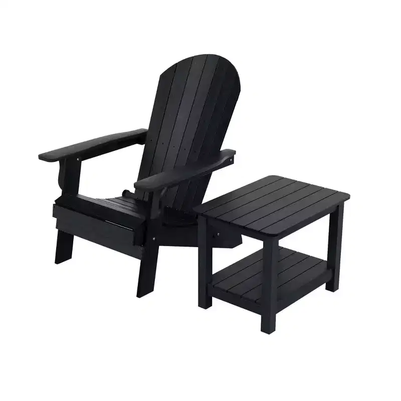 WestinTrends Tuscany HIPSOutdoorPatioFoldingAdirondackChair with Side Table (2-Piece Set)