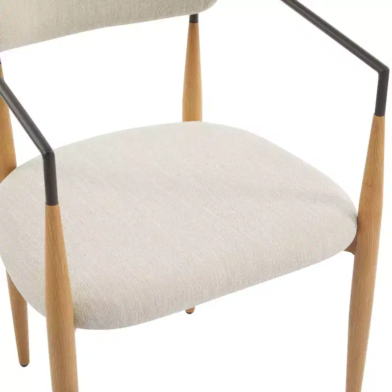 Christopher Knight Home Set of 2 Eva Modern Upholstered Iron Dining Chairs with Curved Open Back Beige/Light Brown