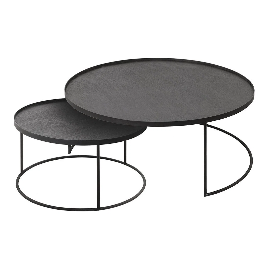 Versatile Wood Coffee Table Set with Interchangeable Tray Tops for Living Room