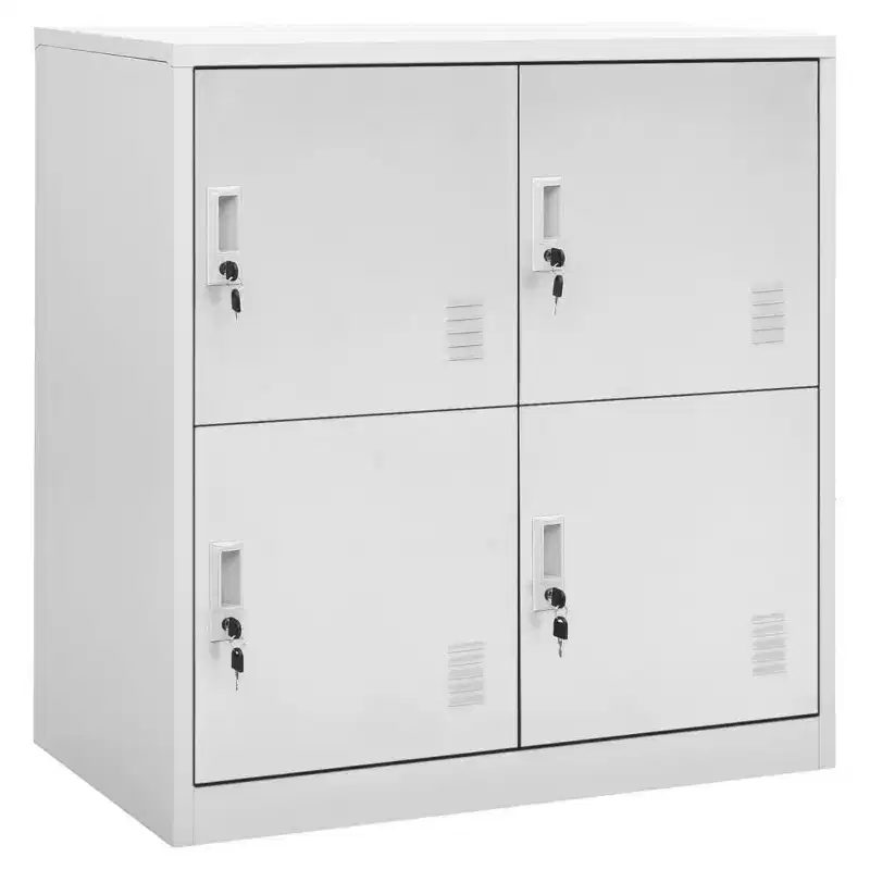 vidaXL Locker Cabinet Set of 2 Light Grey and Red Steel Medium - Light Gray with 4 Lockers