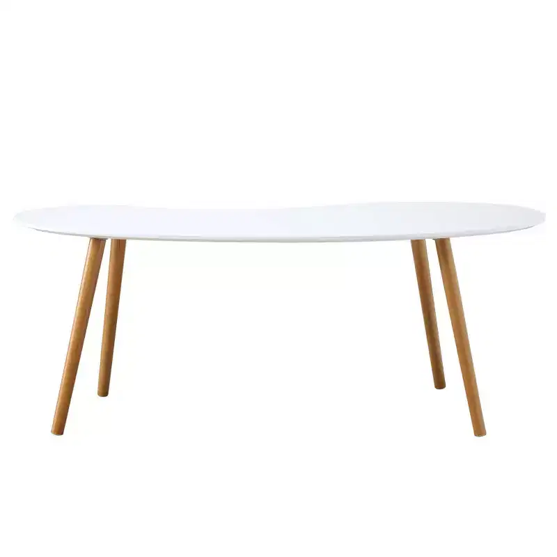 Oslo Bean Shaped Coffee Table White/Bamboo - Breighton Home