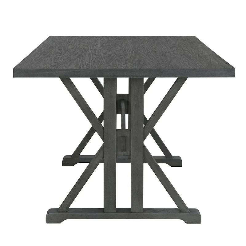 Farmhouse Style 6-Piece Dining Table Set with 4 Upholstered Dining Chairs and Bench