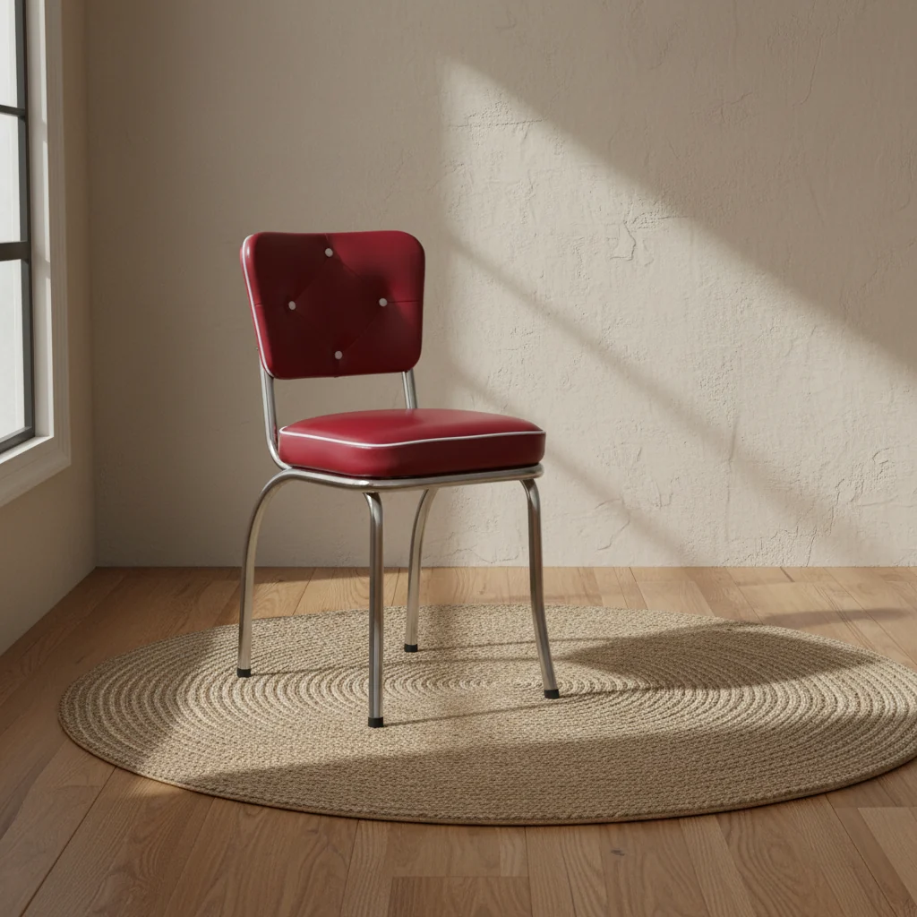 Diner Chair Dark Cherry - Vinyl Upholstery, Metal Frame, No Assembly Required