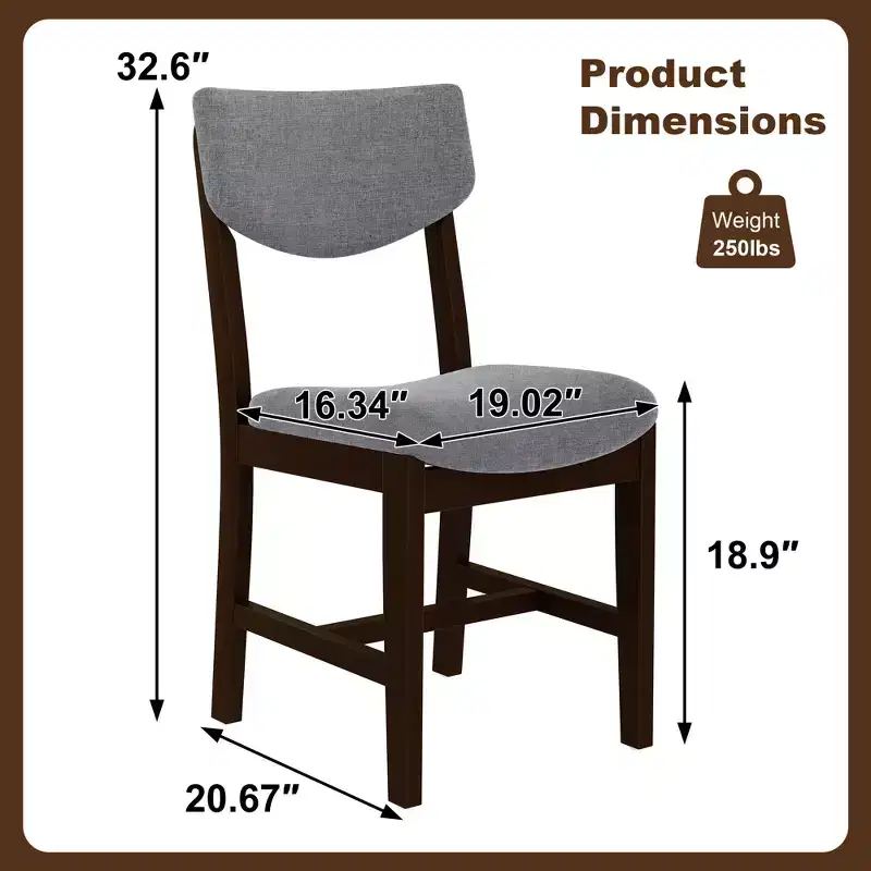 Rustic Wood Dining Table Set for 4, 5 Pieces Rectangular Table Set with Upholstered Chairs for Small Space Kitchen