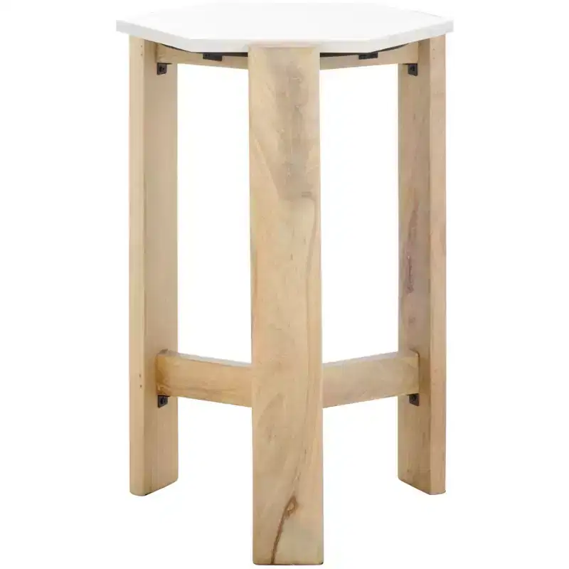 Marble Side Table - ACC3733A - White/Natural - Safavieh