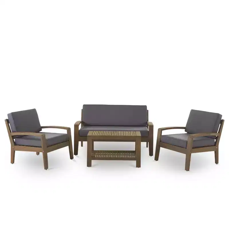 Grenada 4pc Acacia Chat Set - Gray/Dark Gray - Christopher Knight Home