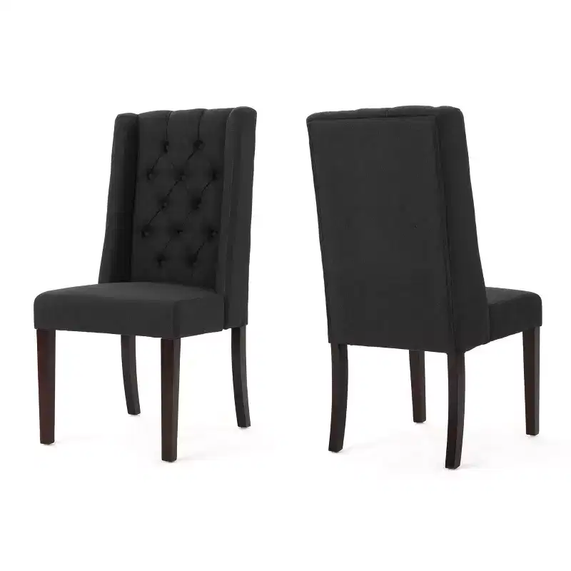 Christopher Knight Home Tracy Fabric Dining Chair with Tufted High Back and Birch Wood Legs (Set of 2)