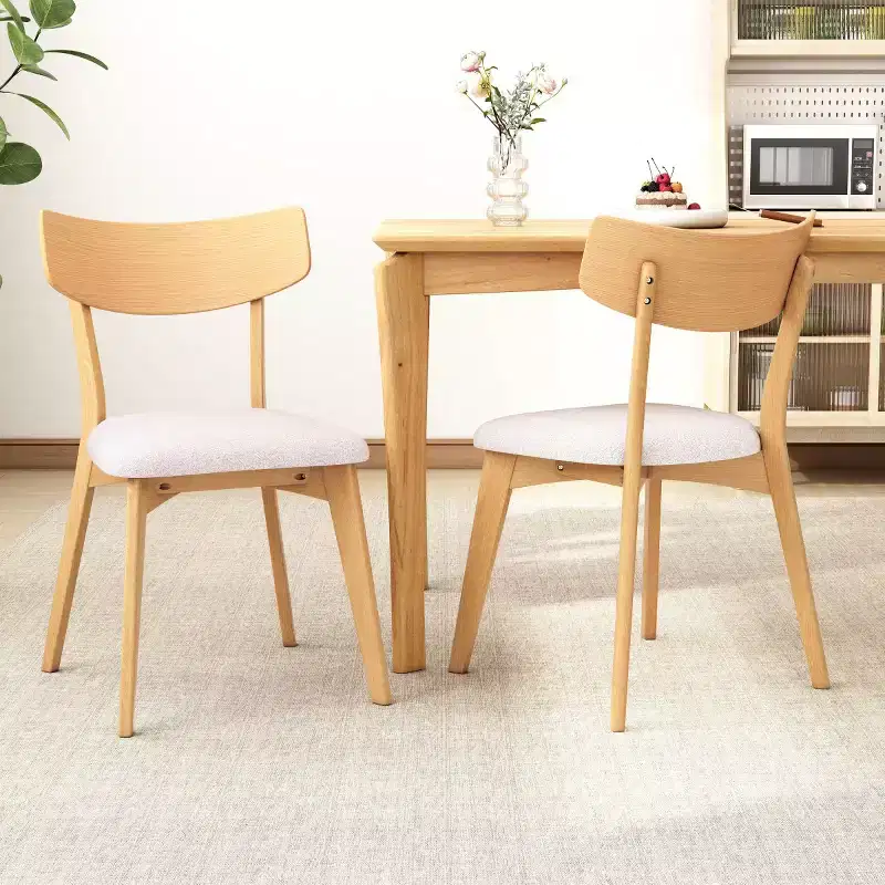 Set of 2 Mid-Century Modern Dining Chairs with Cushioned Seats
