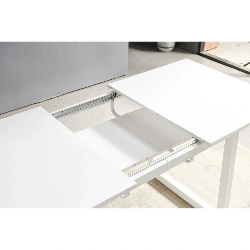 Square Extendable Dining Table with metal leg,Modern Space Saving Kitchen Table( 70.86 W x 31.5 D x 29.5 H)
