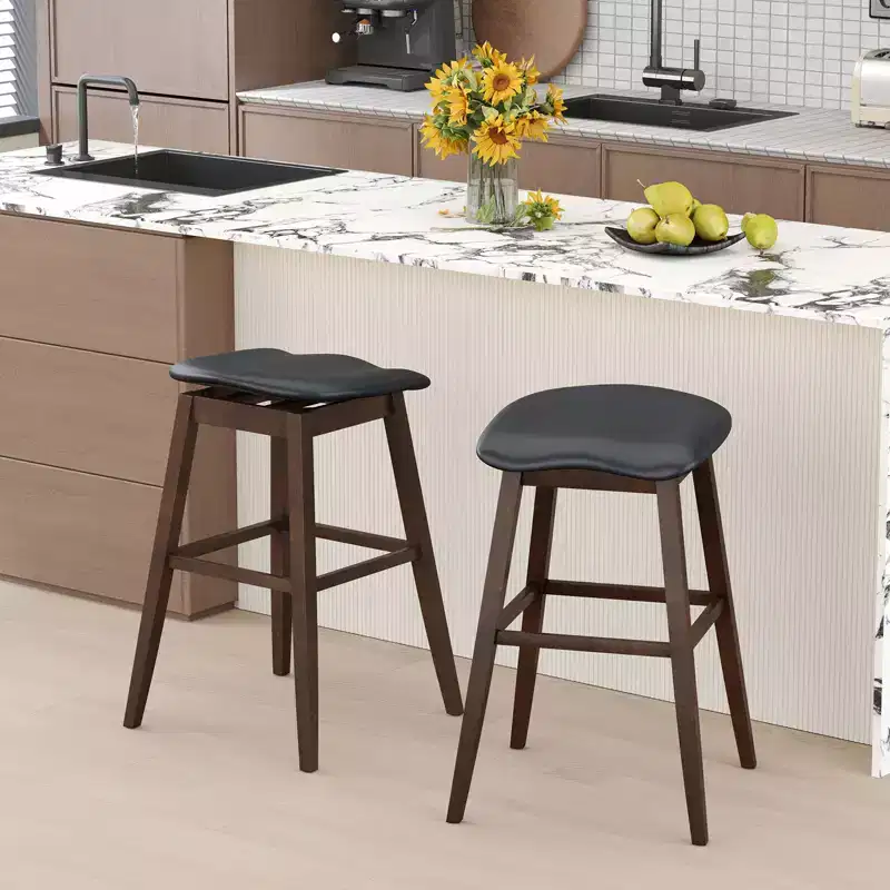 Costway Set of 2 Swivel Bar Stools 31 Bar Chairs w/ Padded Contoured Seat & Footrest