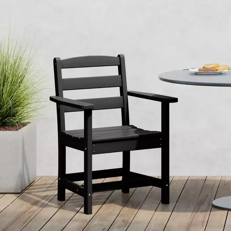 WestinTrends Ashore Outdoor HDPE Patio Classic Dining Arm Chair, White