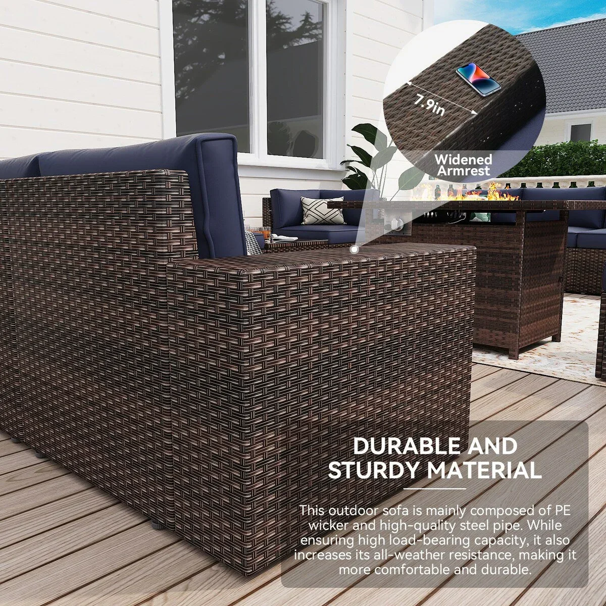 13 Pieces Patio Furniture Set with 44Fire Pit Table