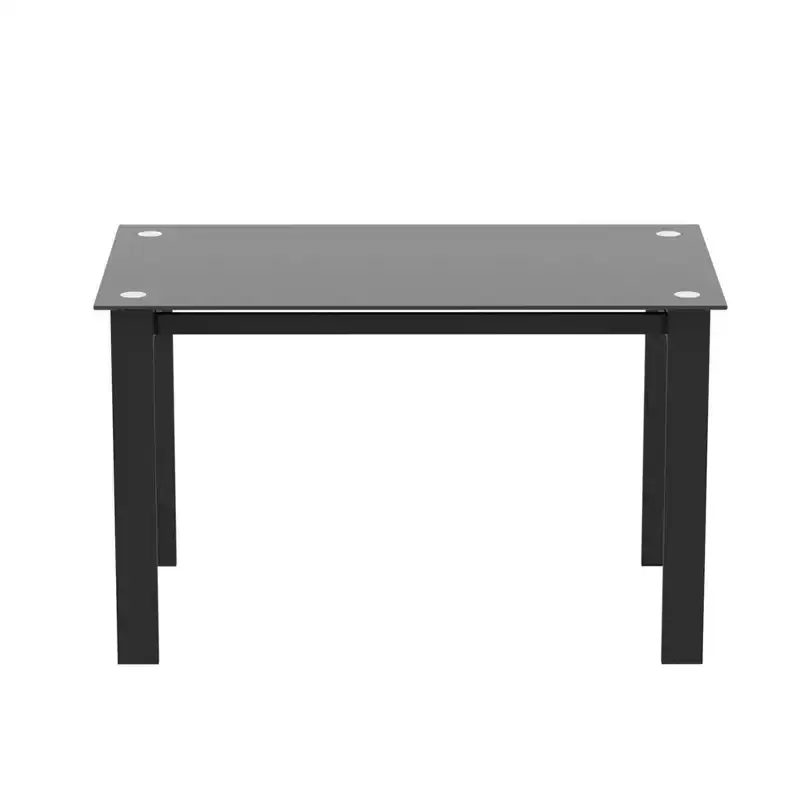 Tempered Glass Dining Table, 52/47 Rectangular Kitchen Table, Easy to Assemble for Dining Room, Living Room, Office, Kitchen