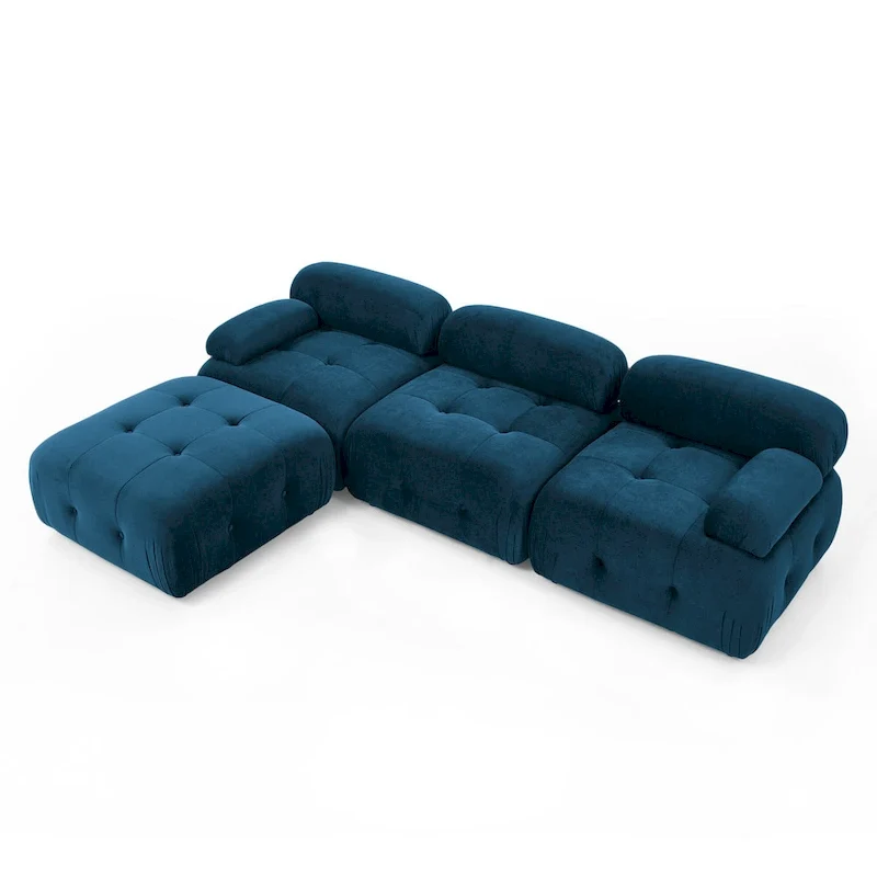 Blue 93 Modular L-Shaped 4-Seat Sectional Sofa with Reversible Ottoman