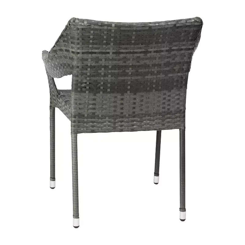 Flash Furniture Ethan Commercial Grade Stacking Patio Chair, All Weather PE Rattan Wicker Patio Dining Chair