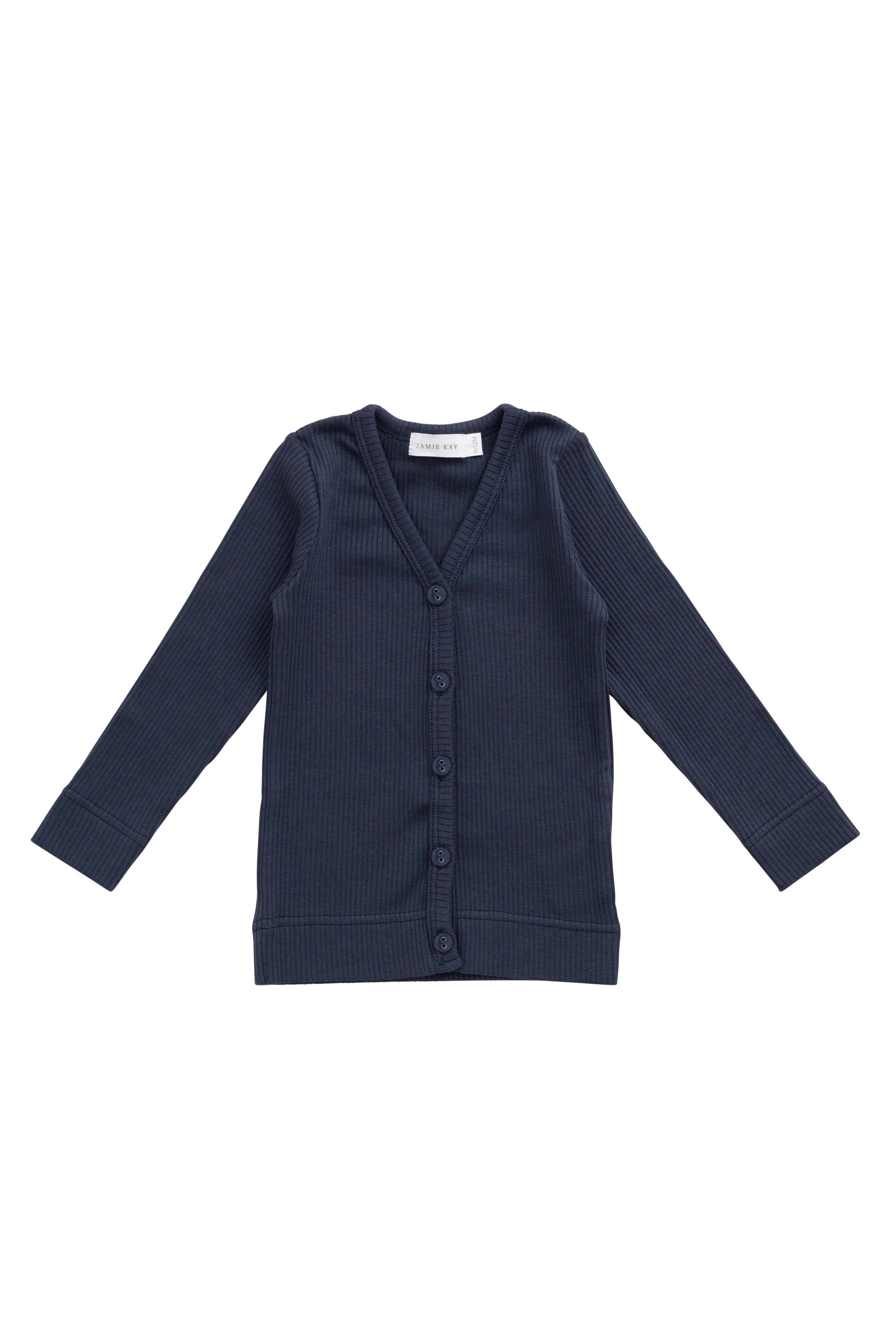 Classic Deep Navy Solid Modal Cotton Cardigan with Soft Stretch & Comfortable Fit for Kids Layering & Cool Days