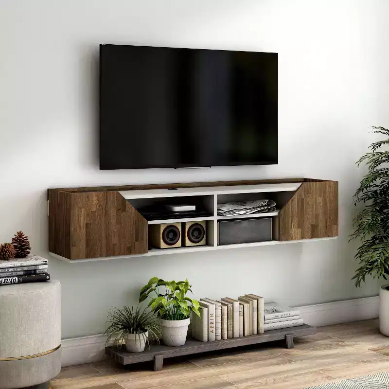 24/7 Shop At Home Kelvert Transitional Floating TV Stand for TVs up to: Wall Mount, Cable Management, Storage