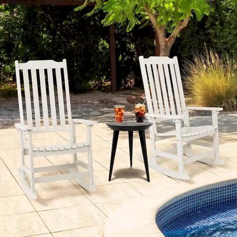 Vrakae 2 PCS Patio All Weather Resistant High Back Rocking Chair