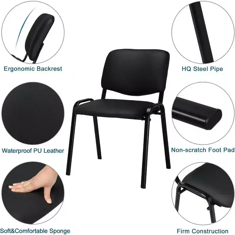 Karl Home 5-Pack PU Waiting Room & Conference Room Stackable Chairs