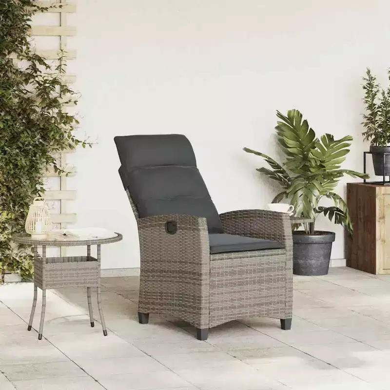 vidaXL Reclining Garden Chair PE rattan, powder-coated steel Medium