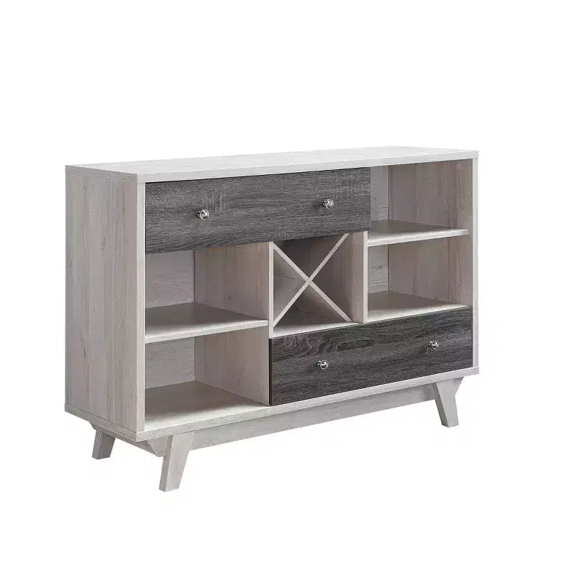 Brassex Jude Multi-Tier Buffet Server with Storage White Oak/Gray