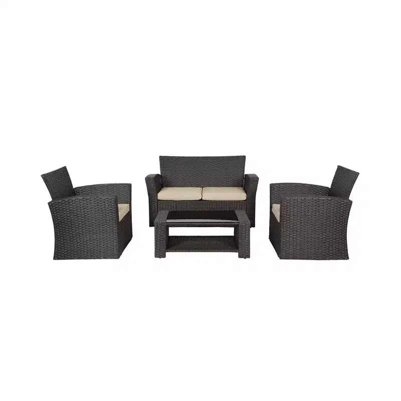 WestinTrends 4-Piece Modern Patio Conversation Sofa Set with Cushions