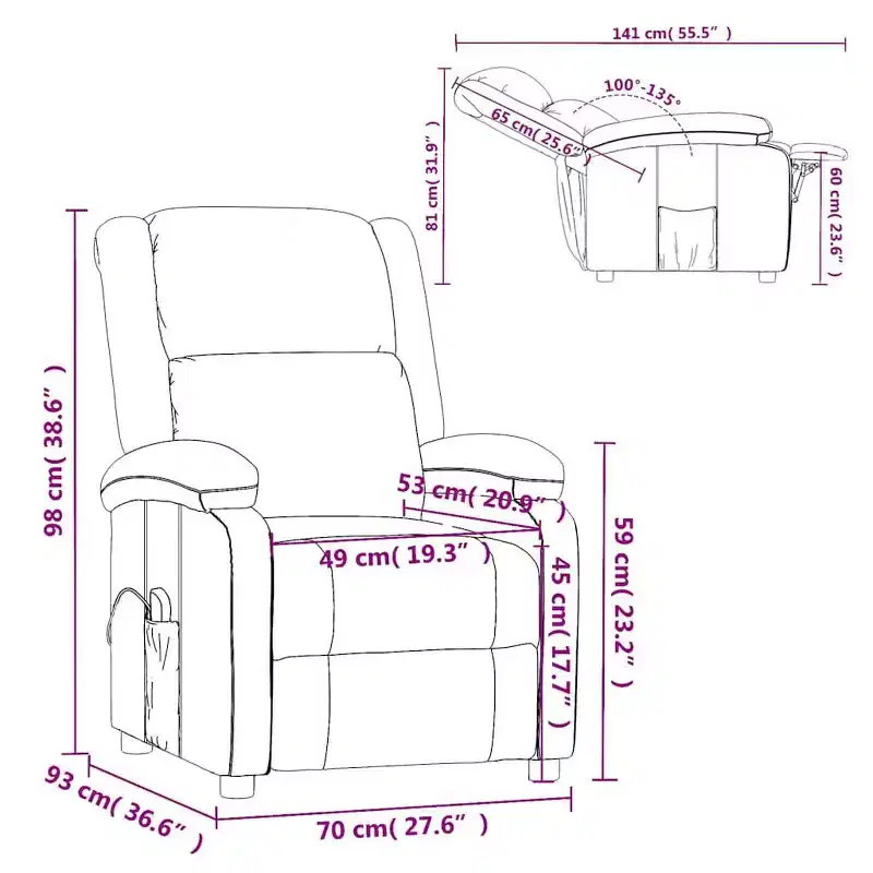 vidaXL Massage Chair Cream Polyester fabric and metal Medium