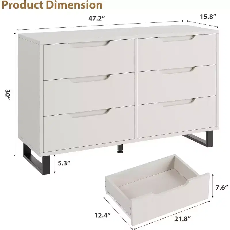 Acekool 6-Drawer Dresser - Versatile Storage for Any Room