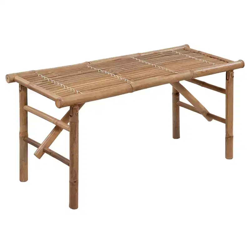 Garden Bench Natural Bamboo, Beige Cushion