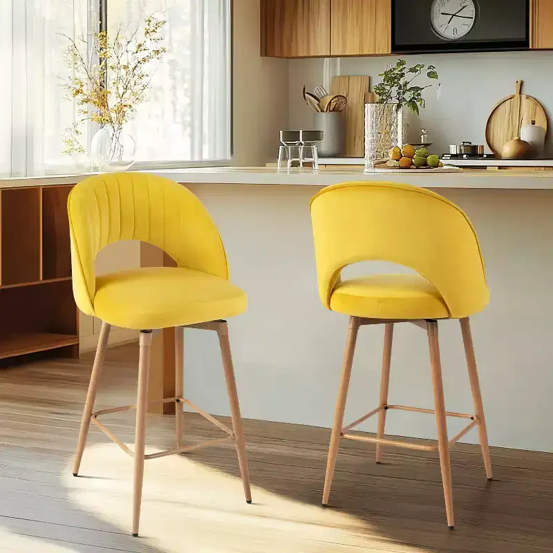 Counter Height Stools, Swivel Barstool, FSC Certified Upholstered Bar Stools