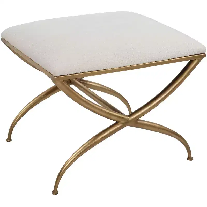 23 1/2 Wide White Fabric Small Bench
