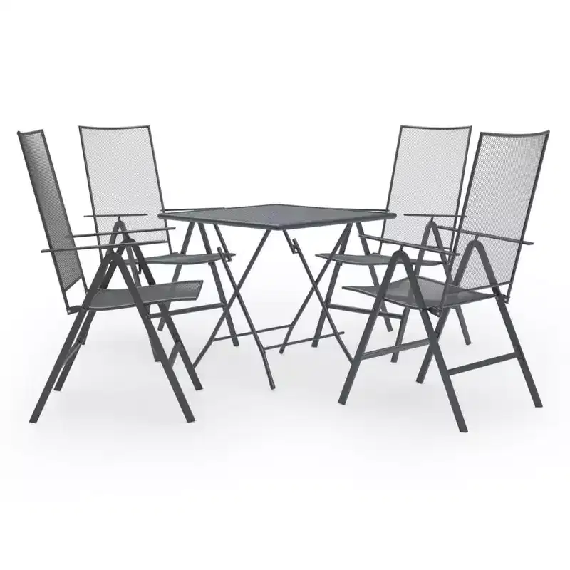 vidaXL Patio Dining Set Patio Mesh Dining Table and Chair Steel Anthracite