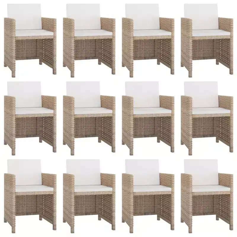 vidaXL Patio Dining Set with Cushions Table and Chairs 13 Piece Poly Rattan