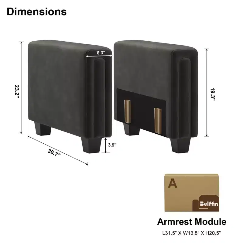 Belffin Modular Velvet Tufted Armrest Pair